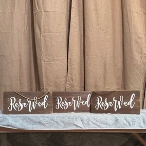 Wooden Reserved Table Signs with White Script